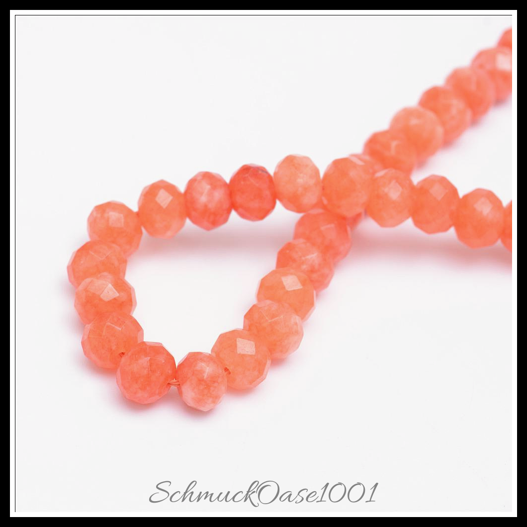 Natürliche jadeperlen, gefärbt, facettiert – rondell, verschiedene farben, aus koralle in der farbe natuerliche weisse jade, gefaerbt, facettiert, rondell und größe 4-5x3 mm bohrung: 0.5 mm ca. 115-120 stk pro strang 13.39-13.98 zoll (34-35.5 cm) 2 stränge, ausdrucksstark und ideal für auffällige designs
