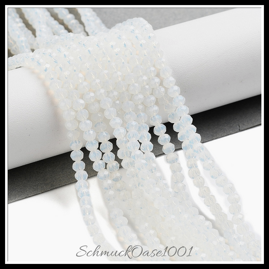 Glasperlen stränge facettiert rondell – transparent, 3x2.5-3 mm - 3 stränge in den farben glas, facettiert, rondell, ausdrucksstark und ideal für auffällige designs