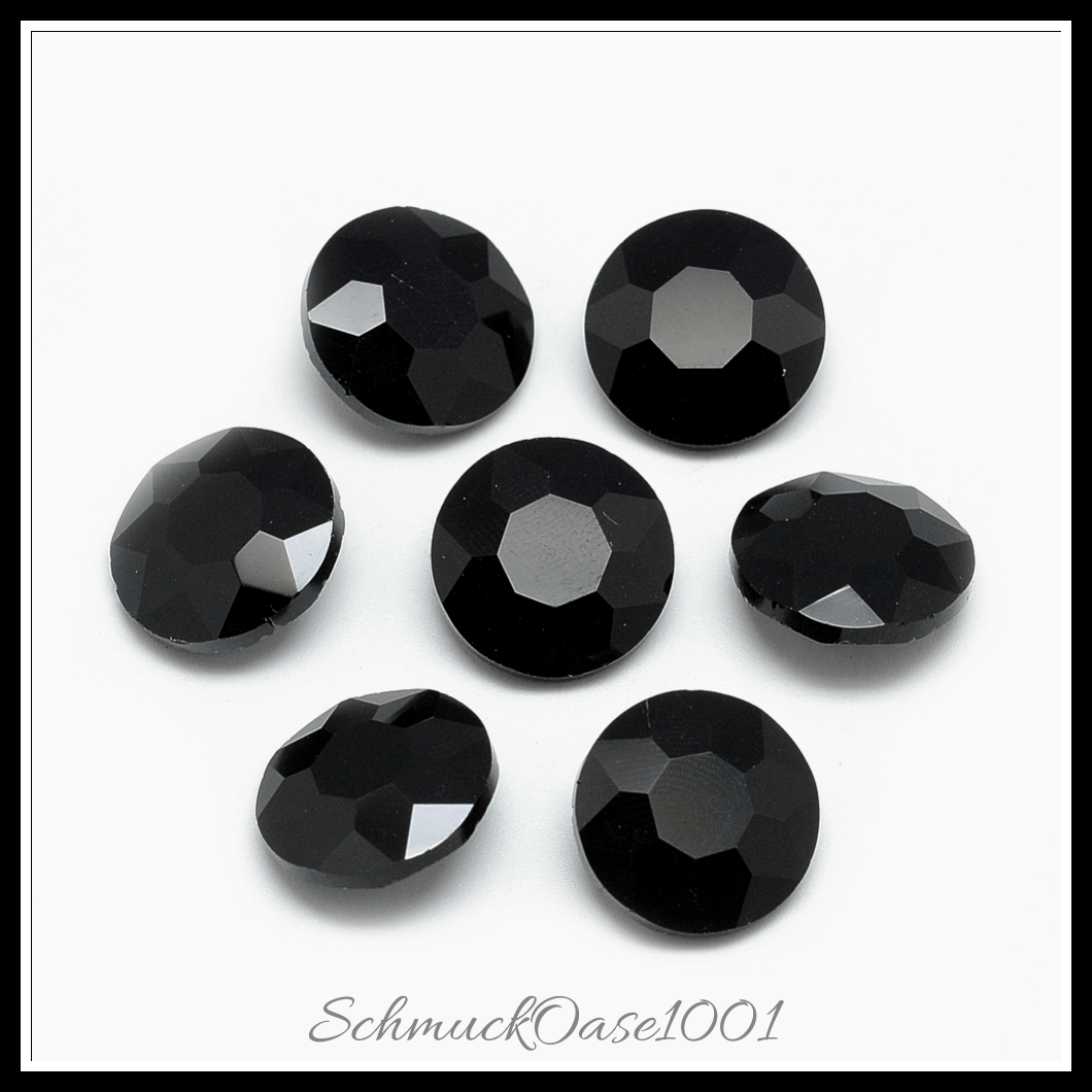Similistein glas strass cabochons – facettiert – flachrund – blaugrün – 14mm – 40 stück, in der farbe glas strass, similistein, zurück vernickelt, facettiert, flachrund