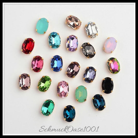 Nähen auf rhinestone – ellipsenförmig / 8x6 mm / 48 stück, in der farbe gemischte farbe, kreativ und vielseitig einsetzbar