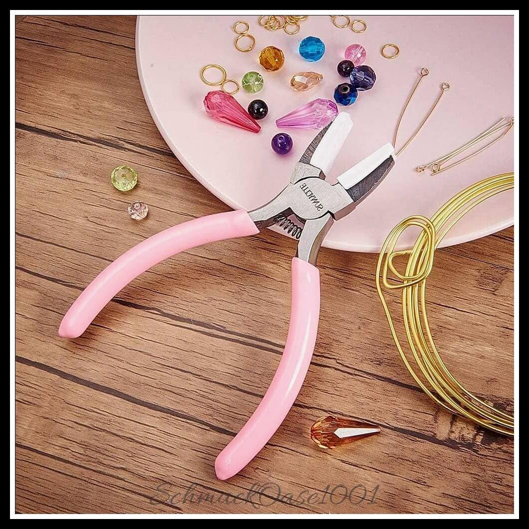 Sunnyclue mini-präzisionszange – flachzange / doppel-nylonbacke / 5.5" / 1 stück, aus stahl / nylonbacke, flachzange, schmuckwerkzeug in der farbe pink und größe 5.5 zoll / 1 st.