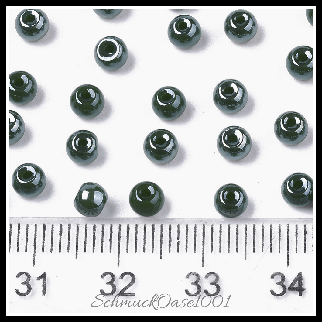 Undurchsichtige glasperlen – runde – dark khaki – glänzend – 40g, aus dark khaki in der farbe glas, undurchsichtig, glänzend, rund und größe 4x3 mm, loch: 1 mm; 40 gramm