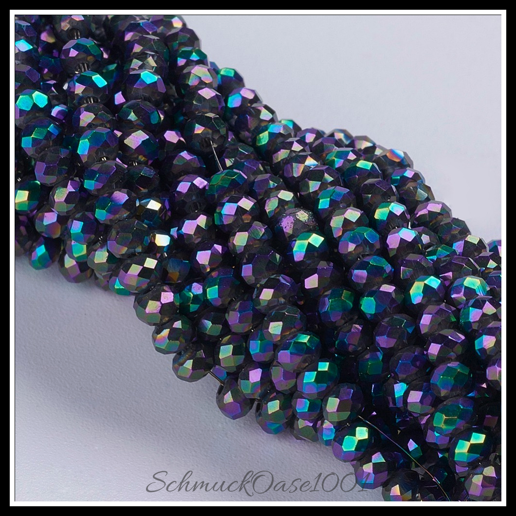 Facettierte rondelle – galvanisierte glasperlen, in schwarz,rot,grün,vergoldet-2 stränge, in der farbe glas, galvanisiert, voll plattiert, facettiert, rondell, ausdrucksstark und ideal für auffällige designs