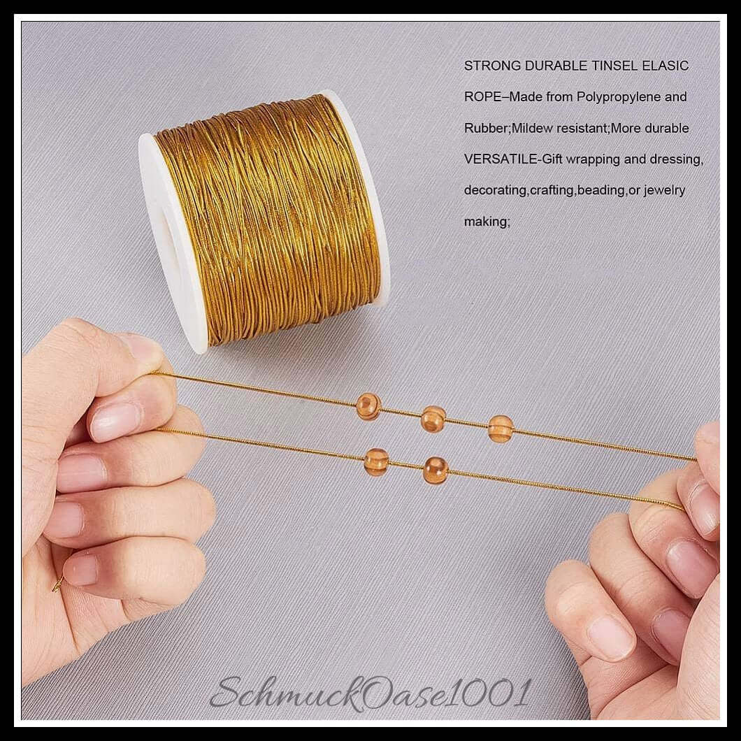 Elastische stretchschnur – rund / ø1–2 mm – dunkelgold – 1 rolle, zusätzliches detailbild