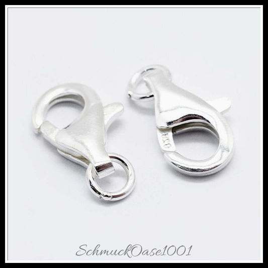 925 sterling silber karabinerverschluss – 15.5 mm – 2 stück, in der farbe sterling silber 925, karabiner, geschnitzt, perfekt für die herstellung individueller ketten und armbänder
