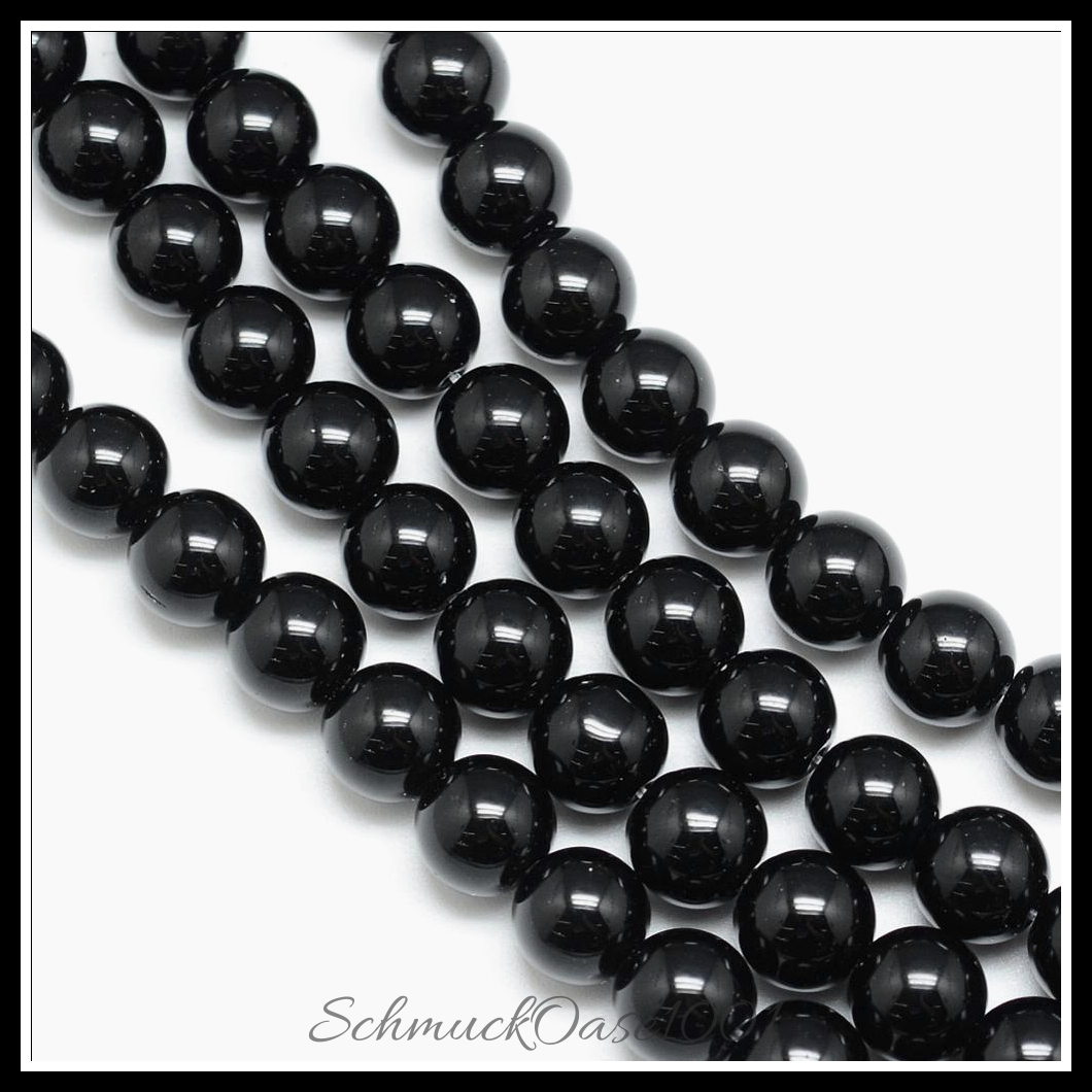 Synthetische schwarze steinperlenstränge, runde, 6 mm, 4 stränge in den farben synthetischer stein, ausdrucksstark und ideal für auffällige designs