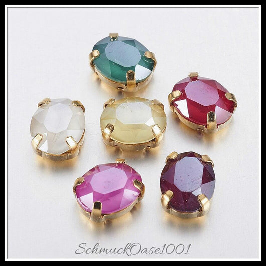 Nähen auf rhinestone – ellipsenförmig / 10x8x5 mm – 10 stück, in der farbe glas, k9 strass, facettiert, ellipsenförmig, messingstifte, nachahmung österreichischer kristall, bekleidungszubehör, kreativ und vielseitig einsetzbar