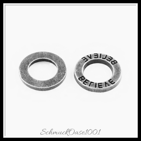 Tibetischer stil legierung verknüpfung, „glauben“-ring, antik silber, 50 stk. in den farben legierung, cadmiumfrei, bleifrei