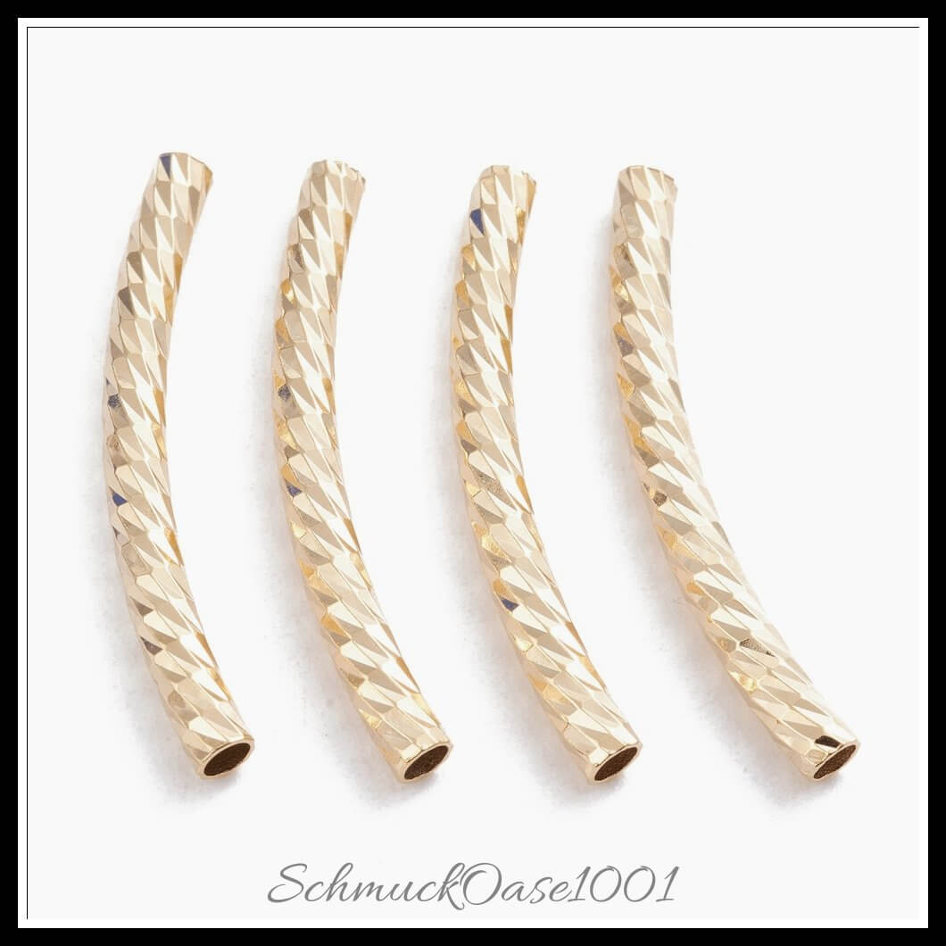 Messingrohrperlen – tube / 30x3 mm / 20 stück, in der farbe gold & edelstahlfarbe