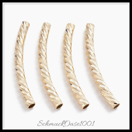 Messingrohrperlen – tube / 30x3 mm / 20 stück, in der farbe gold & edelstahlfarbe
