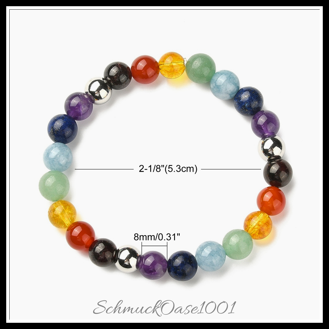 Armband chakra edelstein perlen stretch – 53 mm – 1 stk. in den größen edelstahl farbe