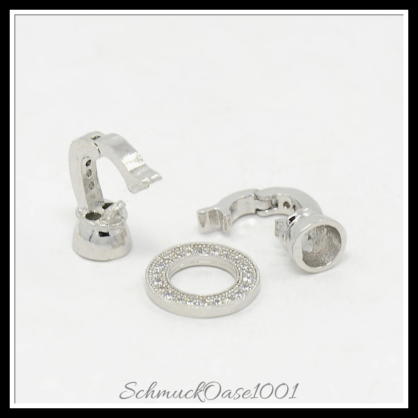 Messing klammern mit mikro-pflastern zirkonia, platin farbe – 2 stk., aus platin farbe in der farbe messing, klammern, mikro-pflastern, zirkonia, platiniert und größe 23x8 mm, perfekt für die herstellung individueller ketten und armbänder