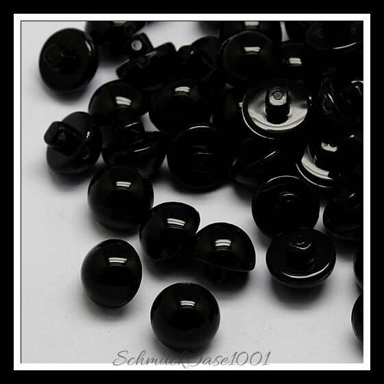 Acryl ösenknöpfe – kuppel / 13x10 mm / 1-loch / 20 stück, in der farbe schwarz