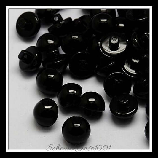 Acryl ösenknöpfe – kuppel / 13x10 mm / 1-loch / 20 stück, in der farbe schwarz