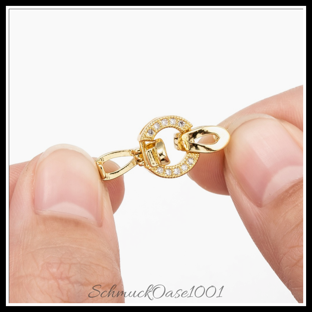 Messing-klammern mikro pflastern zirkonia, oval, echt 18k vergoldet – 4 sets, perfekt für die herstellung individueller ketten und armbänder