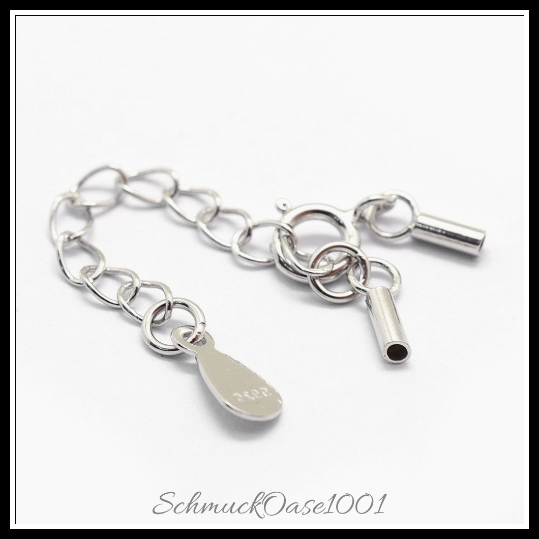 925 sterling silber schnurenden mit verlängerungsketten & tropfenanhänger – 2 set in den farben 925 sterling silber, schnurenden, mit verlängerungsketten, mit tropfenanhänger, mit frühlingsringverschluss, perfekt für die herstellung individueller ketten und armbänder