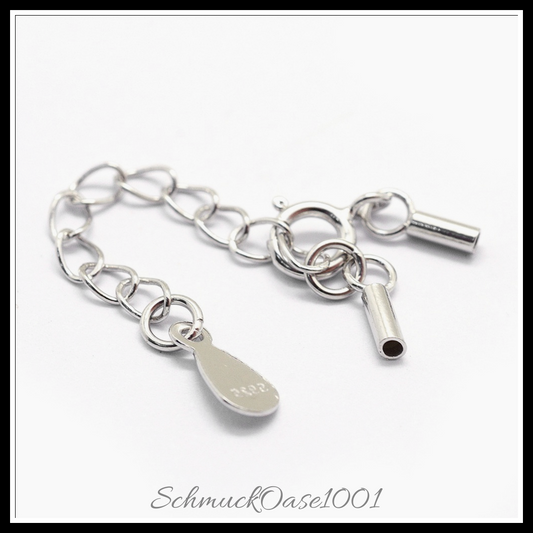 925 sterling silber schnurenden mit verlängerungsketten & tropfenanhänger – 2 set in den farben 925 sterling silber, schnurenden, mit verlängerungsketten, mit tropfenanhänger, mit frühlingsringverschluss, perfekt für die herstellung individueller ketten und armbänder