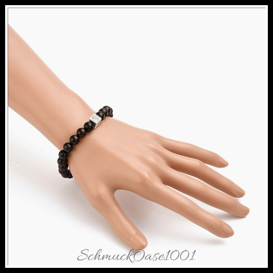 Yoga-thema naturholzperlen stretch armband – würfel mit ohm – 5.5 cm – 1 stk. aus innendurchmesser: 2-1/8 zoll (5.5 cm), 1 stk.