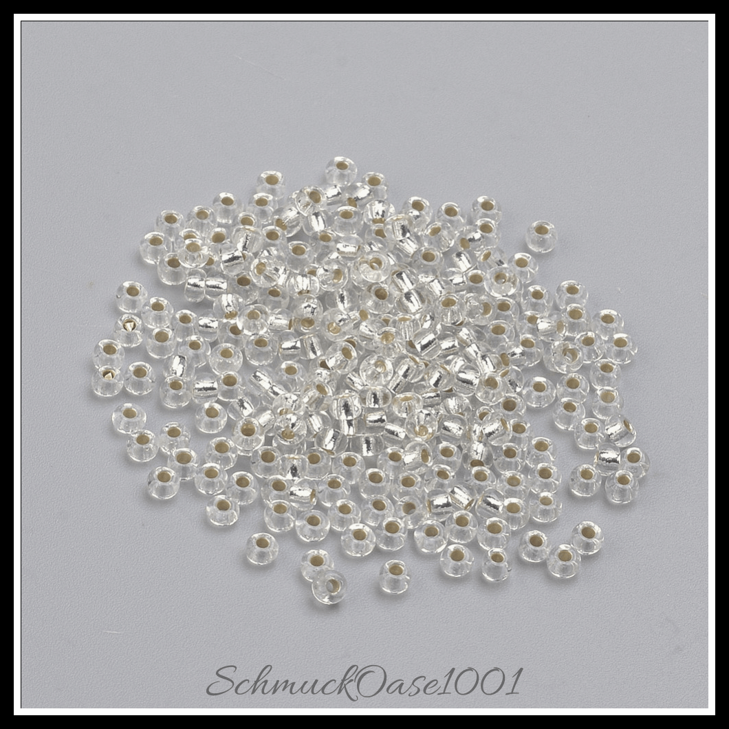 Fgb 12/0 runde glasperlen – transparent – mit silber ausgekleidet – klasse a – 40g, aus silber in der farbe glas, transparent, mit silber ausgekleidet, klasse a und größe 12/0 2x1.5 mm, loch: 0.5 mm; 40 gramm