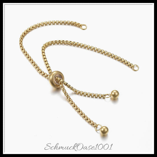 Verstellbares 304 edelstahlarmband – schieber / 24 cm – 5 stück, in der farbe edelstahl 304, verstellbar, schieberarmband