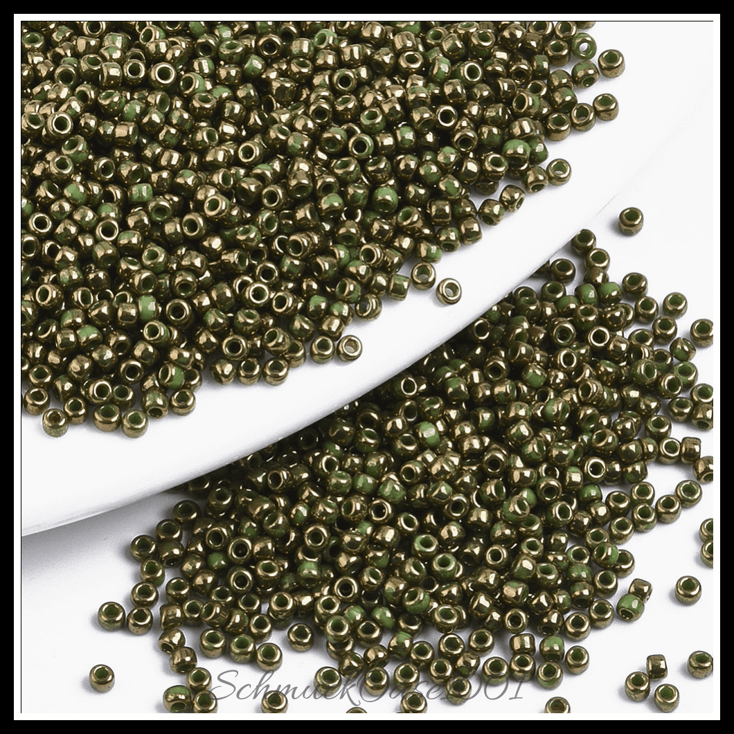 Toho runde rocailles – 11/0 – japanische rocailles – (1706) vergoldet – marmor schwarz – 20g, aus marmor schwarz in der farbe glas, toho, rund, 11/0, vergoldet, marmoriert und größe 11/0 2x1.5 mm, loch: 0.5 mm; 20 gramm
