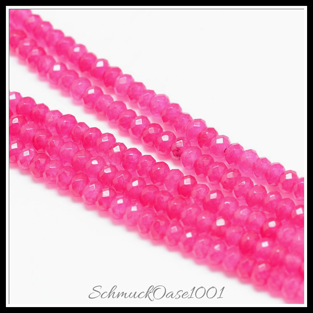 Natürliche jadeperlen, gefärbt, facettiert – rondell, verschiedene farben, in der farbe natuerliche weisse jade, gefaerbt, facettiert, rondell, ausdrucksstark und ideal für auffällige designs