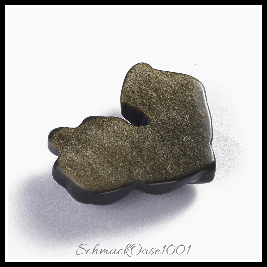 Natürliche goldene schein obsidian anhänger, tier-form, 1 stk., aus goldener schein in der farbe natürlicher obsidian und größe 36x35x10.6 mm, bohrung: 1 mm
