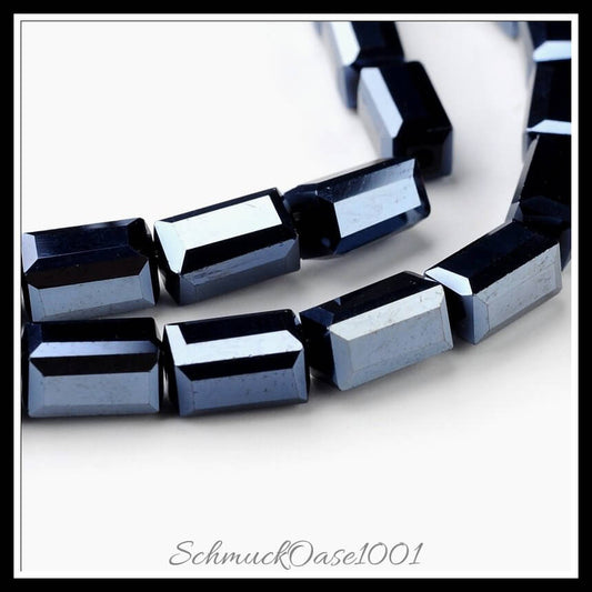 Galvanisierte glasperlen – quaderform / 8x4x4 mm / 2 stränge, in der farbe grau, ausdrucksstark und ideal für auffällige designs
