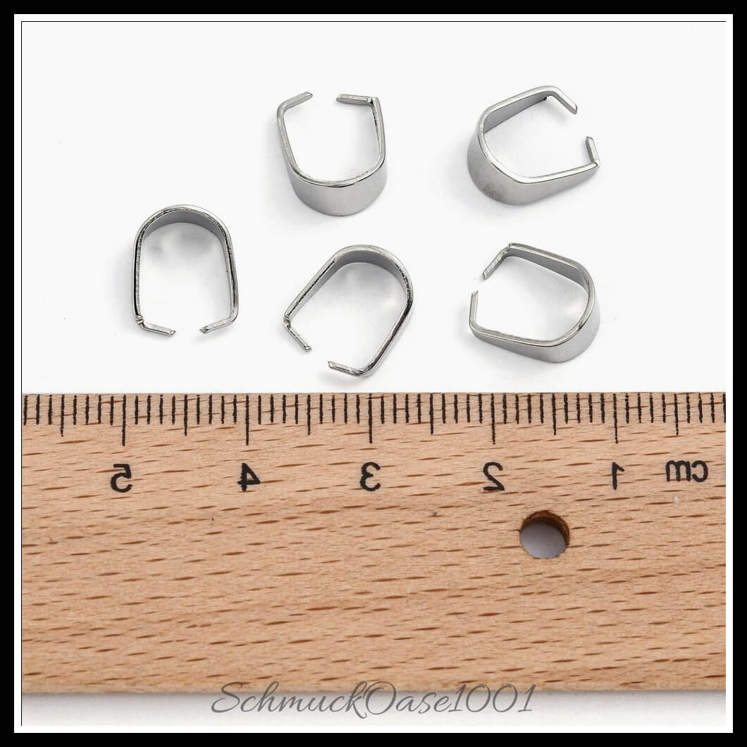 Snap-on bails – edelstahl / 10x7x5 mm / 30 stück, aus edelstahl 304 / snap-on bail in der farbe edelstahl farbe und größe 10x7x5 mm / 30 st.