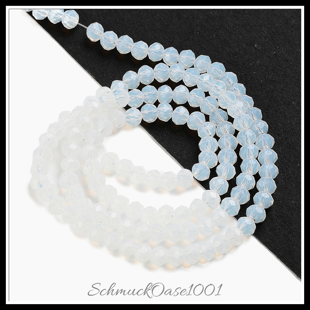 Glasperlen stränge facettiert rondell – transparent, 3x2.5-3 mm - 3 stränge in den farben glas, facettiert, rondell und größen transparent, ausdrucksstark und ideal für auffällige designs
