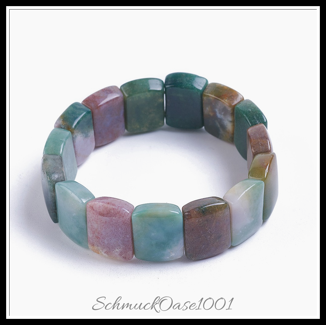 Natürliche indien achat stretch-armbänder, farbig, rechteck, 1 stk. in den farben natürlicher indien achat