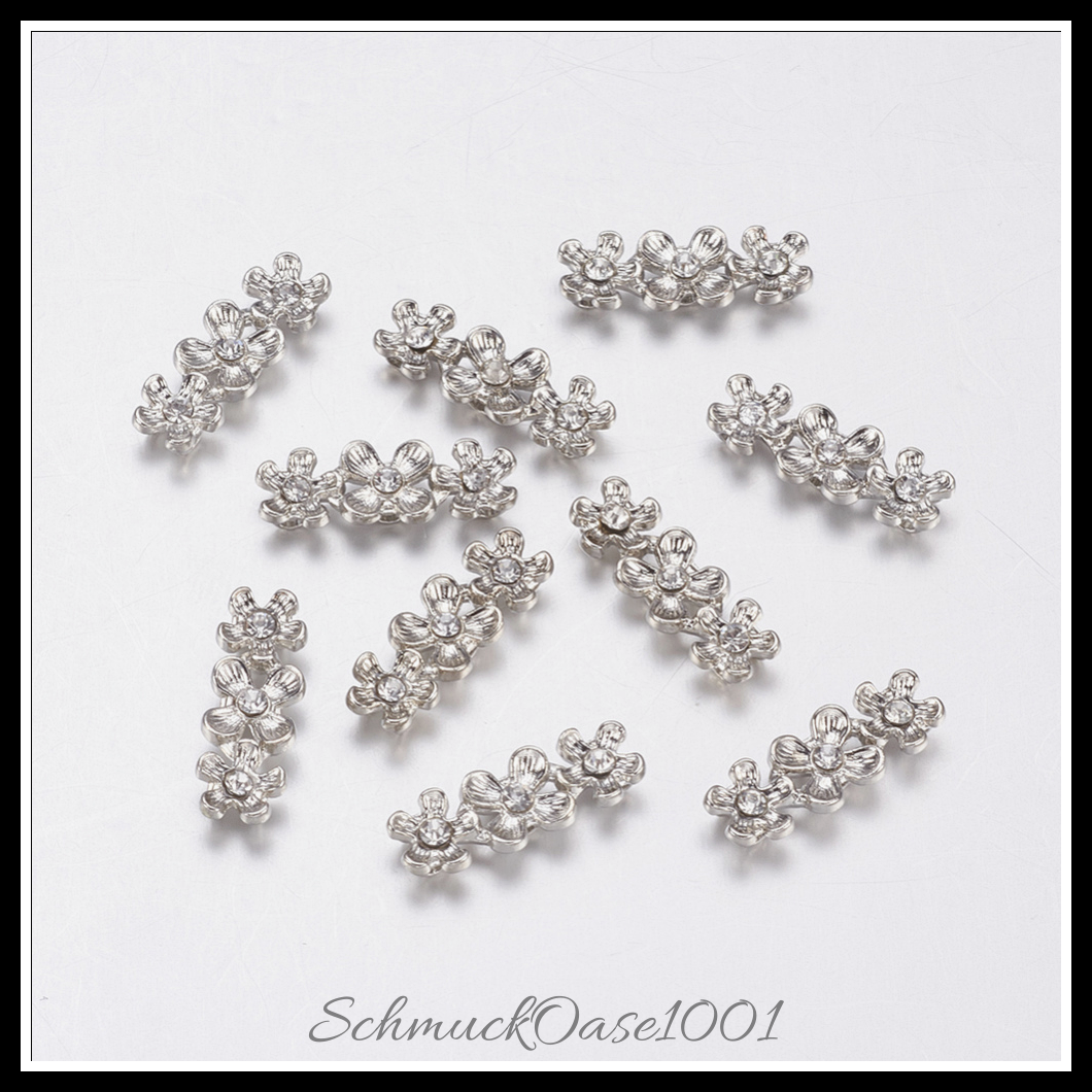 Legierung abstandhalter mit klasse a mittlerer osten strass – platin farbe aus 6.5 mm breit 18 mm lang 4 mm dick bohrung: 1 mm 22 stk