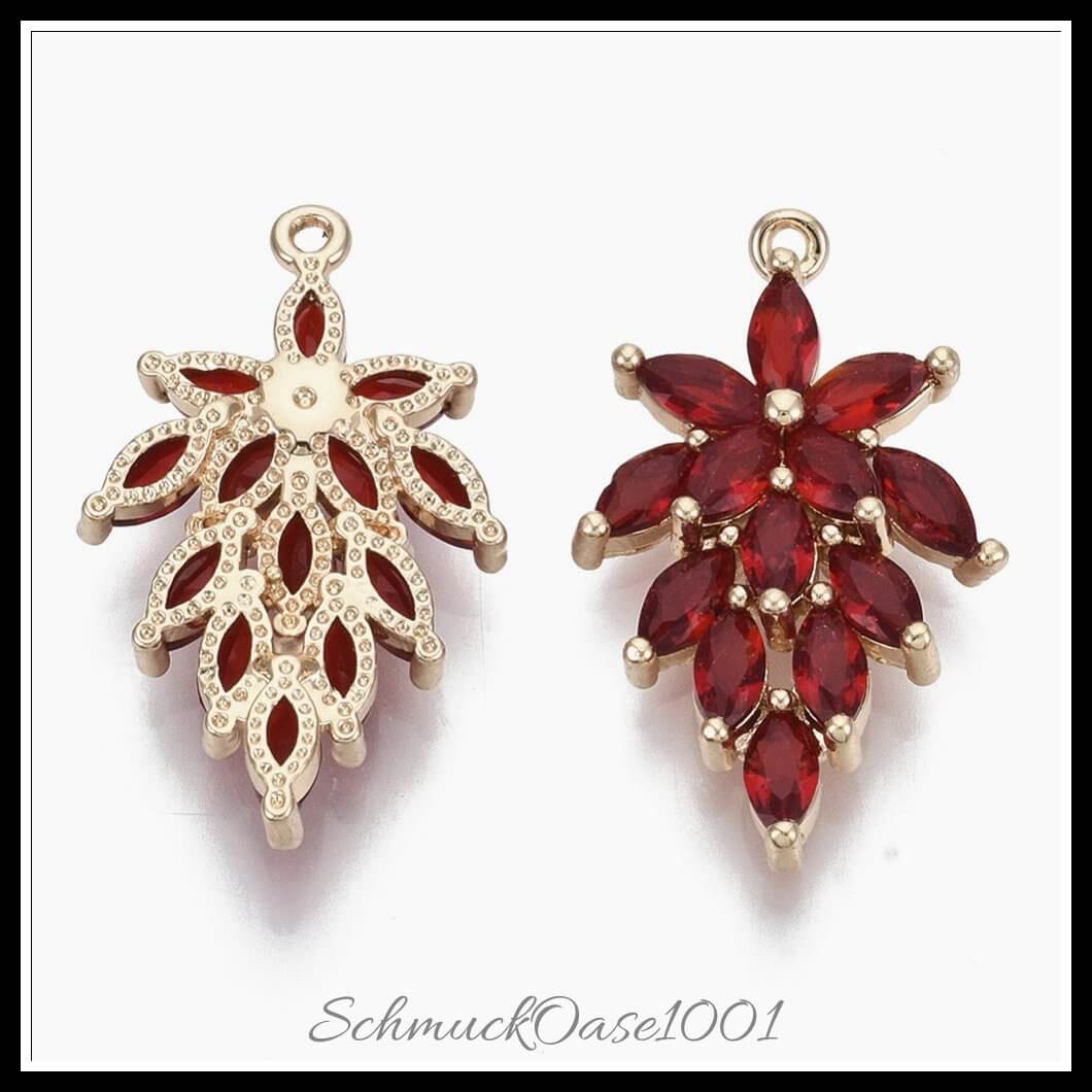 Facettierte glasanhänger – blatt / 24.5x15x4 mm – 4 stück, zusätzliches detailbild, wunderschön für dekorative akzente in schmuckprojekten