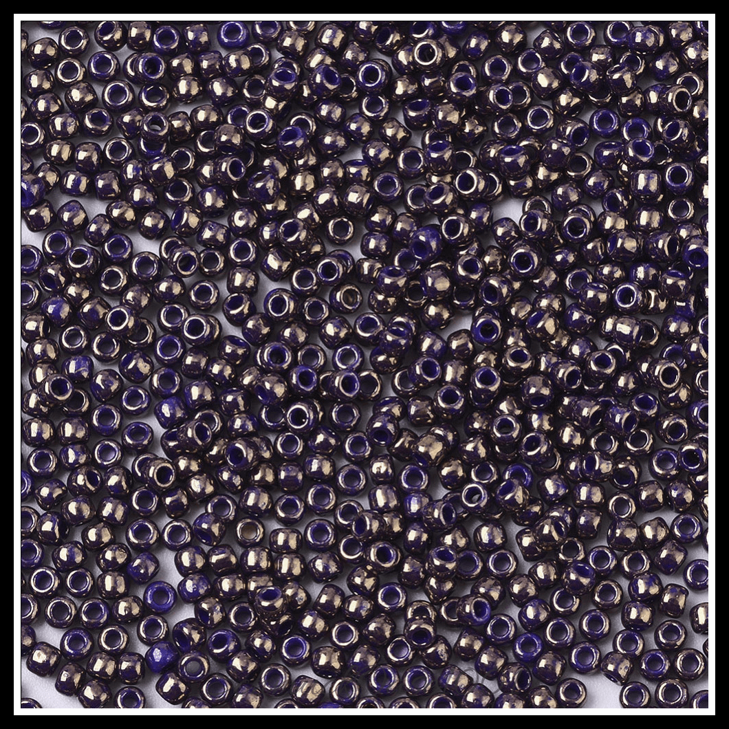 Toho runde rocailles – 11/0 – japanische rocailles – (1706) vergoldet – marmor schwarz – 20g, aus marmor schwarz in der farbe glas, toho, rund, 11/0, vergoldet, marmoriert und größe 11/0 2x1.5 mm, loch: 0.5 mm; 20 gramm