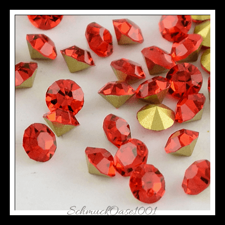 Glas strass steine – raute – gezeigte rückseite – light siam – 8mm – 50 stück, in der farbe glas strass, zurück vernickelt, raute