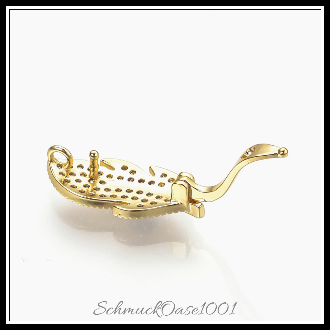 Messing micro pave zirkonia enhancer kaution, klappbare hängende kautionen, golden, 2 stk. in den größen golden
