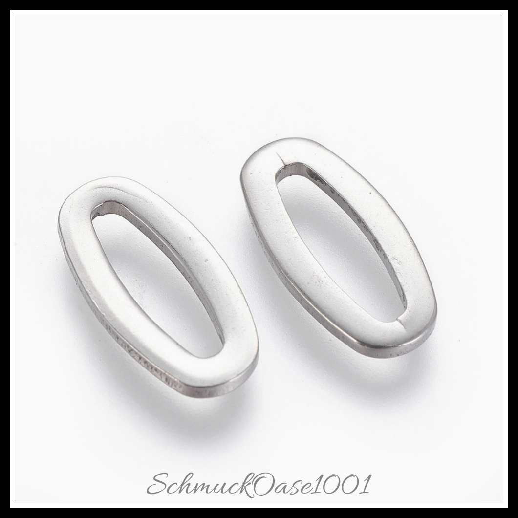 304 edelstahl verbinderringe, oval, edelstahl farbe, 20 stk., aus edelstahl in der farbe 304 edelstahl und größe 17x8.5x1.5 mm, bohrung: 3.5x12 mm