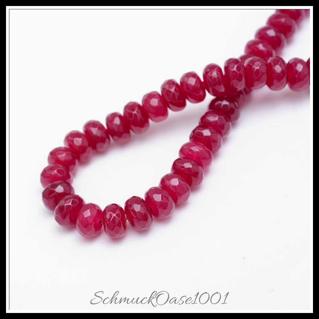 Natürliche jadeperlen, gefärbt, facettiert – rondell, verschiedene farben, aus koralle in der farbe natuerliche weisse jade, gefaerbt, facettiert, rondell und größe 4-5x3 mm bohrung: 0.5 mm ca. 115-120 stk pro strang 13.39-13.98 zoll (34-35.5 cm) 2 stränge, ausdrucksstark und ideal für auffällige designs