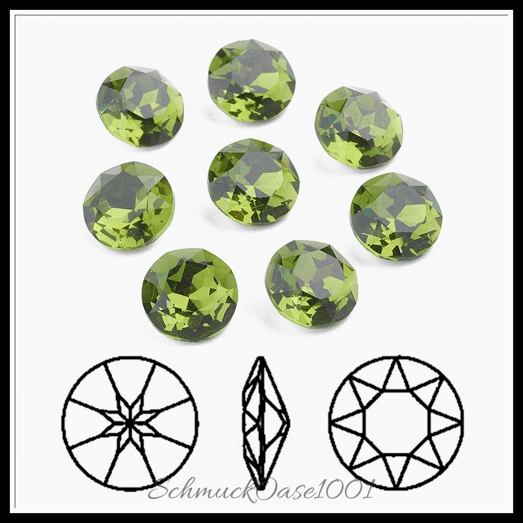 K9 glasrhinestone cabochons – klasse a – facettiert – flachrund – farbig – 10mm – 24 stück, in der farbe k9 glasrhinestone, klasse a, facettiert, flachrund