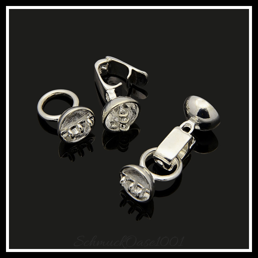 Messing-klammern fach – silber, 2 sets, perfekt für die herstellung individueller ketten und armbänder