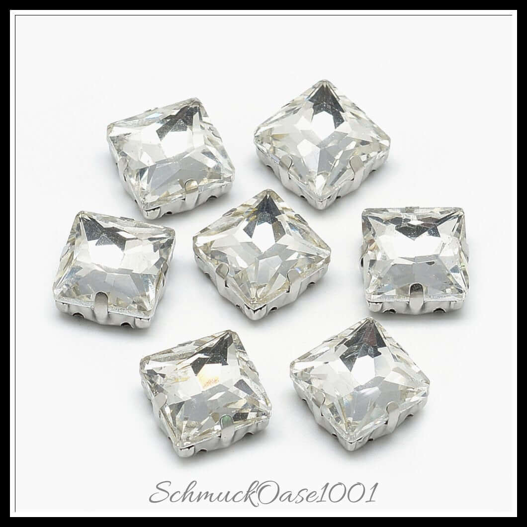 Nähen auf glas-strass – viereck / 10x10 – 14x14 mm – 14–20 stück, zusätzliches detailbild, kreativ und vielseitig einsetzbar