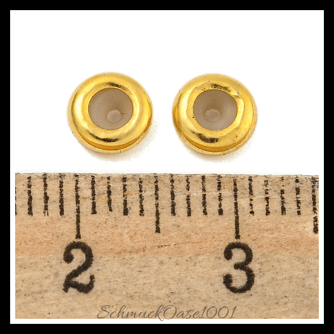 925 sterling silber schieberegler perlen mit gummi – verschiedene farben (10 stk.), in der farbe echt 18k vergoldet