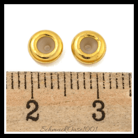 925 sterling silber schieberegler perlen mit gummi – verschiedene farben (10 stk.), in der farbe echt 18k vergoldet