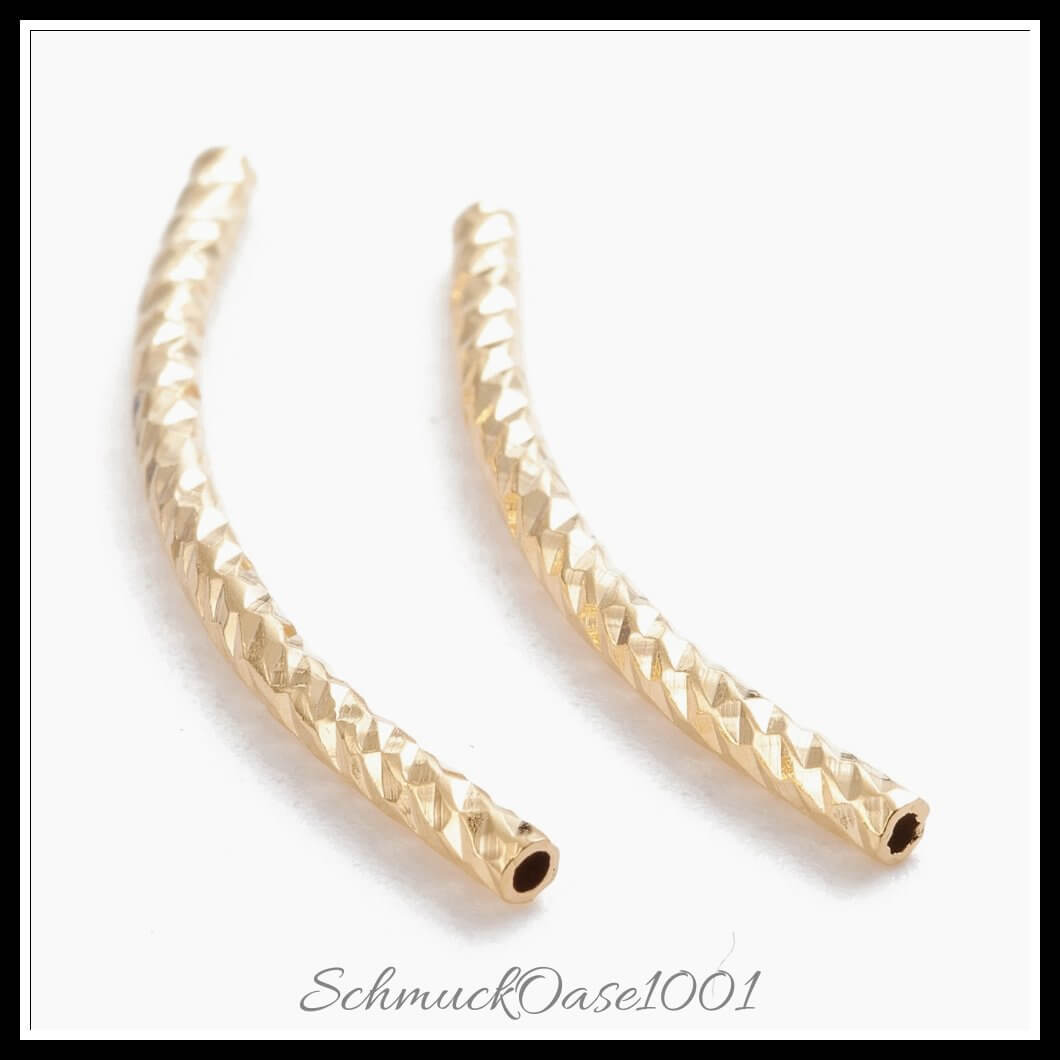 Messingrohrperlen – tube / 25x1.5 mm – 18 stück, zusätzliches detailbild, perfekt für die herstellung individueller ketten und armbänder