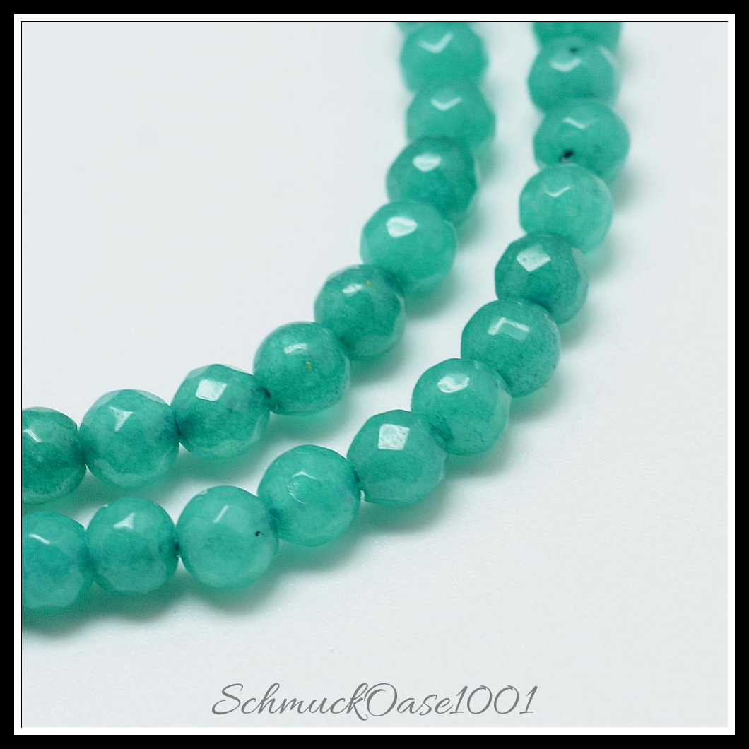 Natürliche jadeperlen, gefärbt, facettiert – rund, 4 mm, verschiedene farben, in der farbe natuerliche weisse jade, gefaerbt, facettiert, rund, ausdrucksstark und ideal für auffällige designs