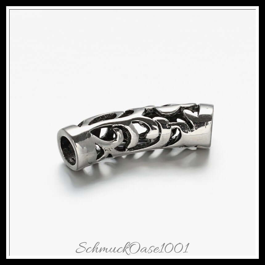 Edelstahlperlen – hohltube / 23x6.5 mm / 2 stück, in der farbe antik silber