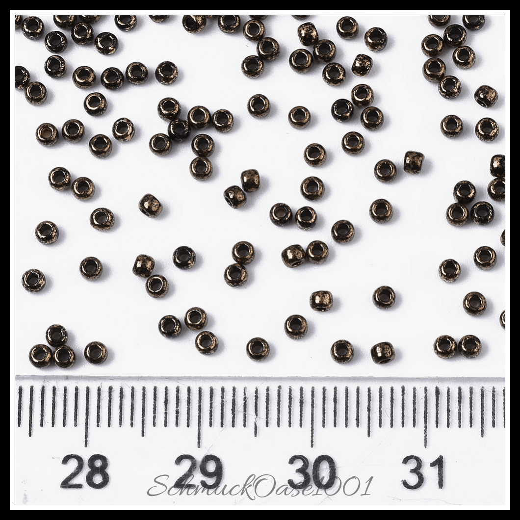 Toho runde rocailles – 11/0 – japanische rocailles – (1706) vergoldet – marmor schwarz – 20g, aus marmor schwarz in der farbe glas, toho, rund, 11/0, vergoldet, marmoriert und größe 11/0 2x1.5 mm, loch: 0.5 mm; 20 gramm
