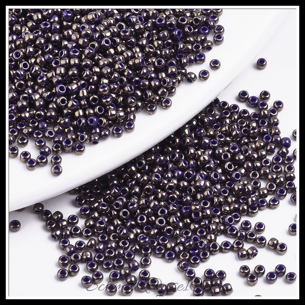 Toho runde rocailles – 11/0 – japanische rocailles – (1706) vergoldet – marmor schwarz – 20g, aus marmor schwarz in der farbe glas, toho, rund, 11/0, vergoldet, marmoriert und größe 11/0 2x1.5 mm, loch: 0.5 mm; 20 gramm