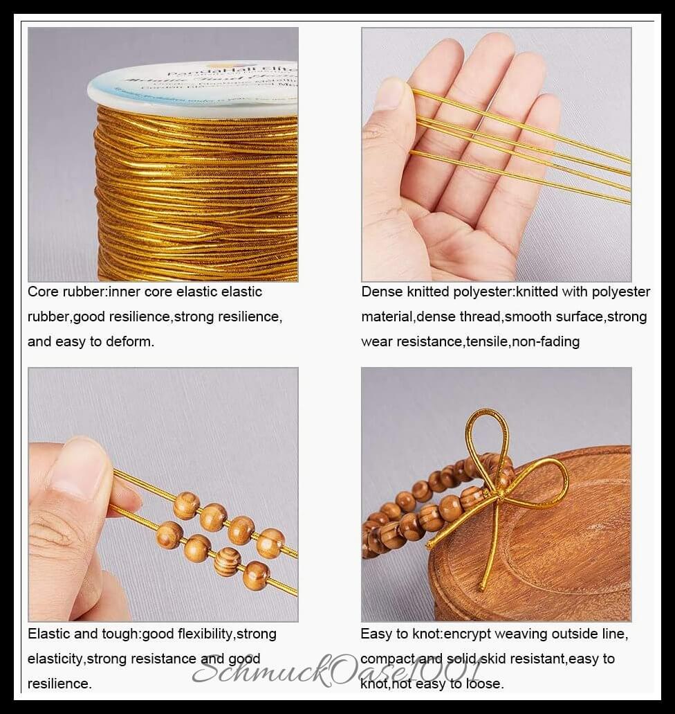 Elastische stretchschnur – rund / ø1–2 mm – dunkelgold – 1 rolle, zusätzliches detailbild