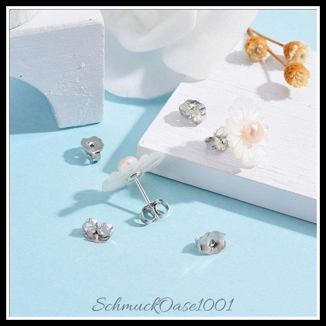 925 sterling silber ohrstecker, platiniert – platin farbe, 10 stk. aus 5x6x3 mm bohrung: 0.7 mm 10 stk. in den farben 925 sterling silber, ohrstecker, platiniert